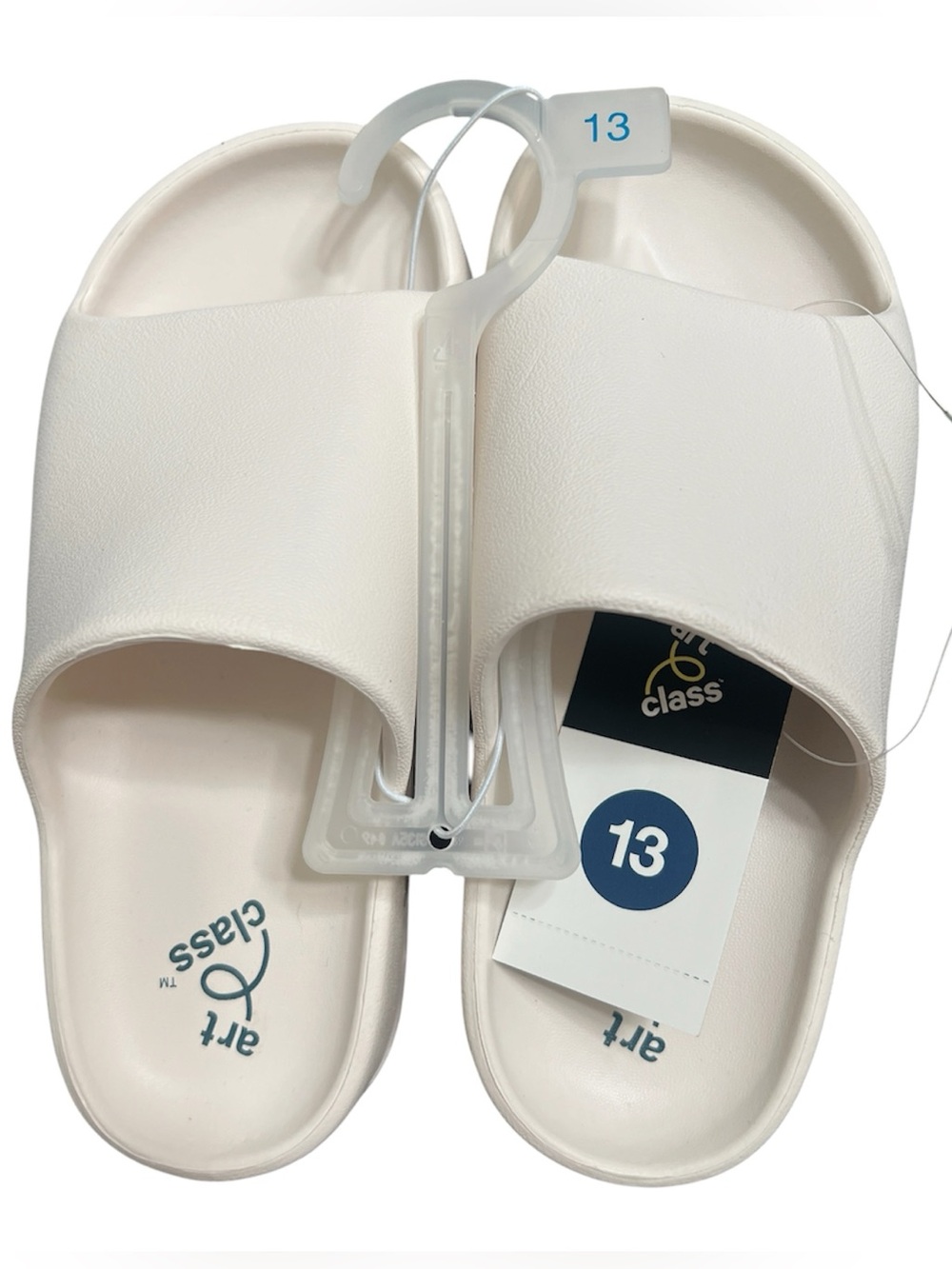 Art Class Cream Slide Sandals for Kids Size 13